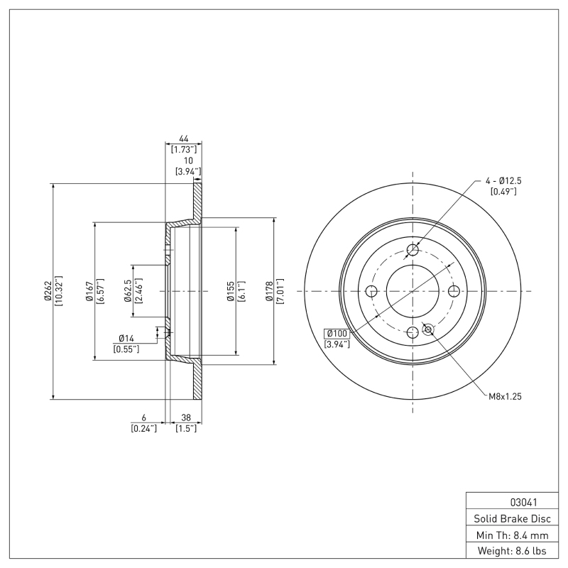 Picture of DFC 12-25 Dodge Attitude (Mexico) Rear Brake Rotor