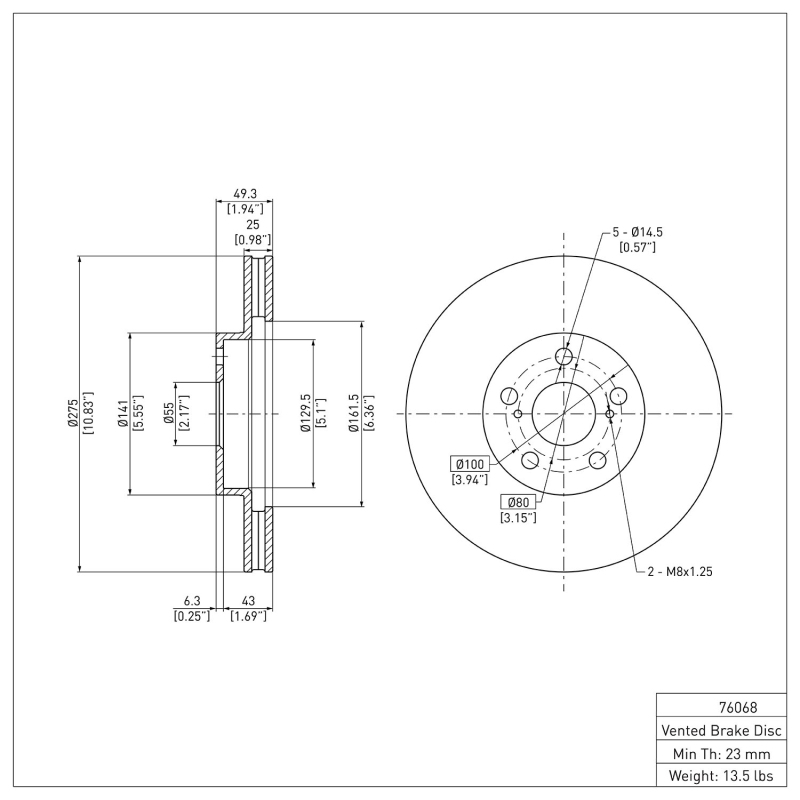 Picture of DFC 00-10 Pontiac Vibe Front Brake Rotor