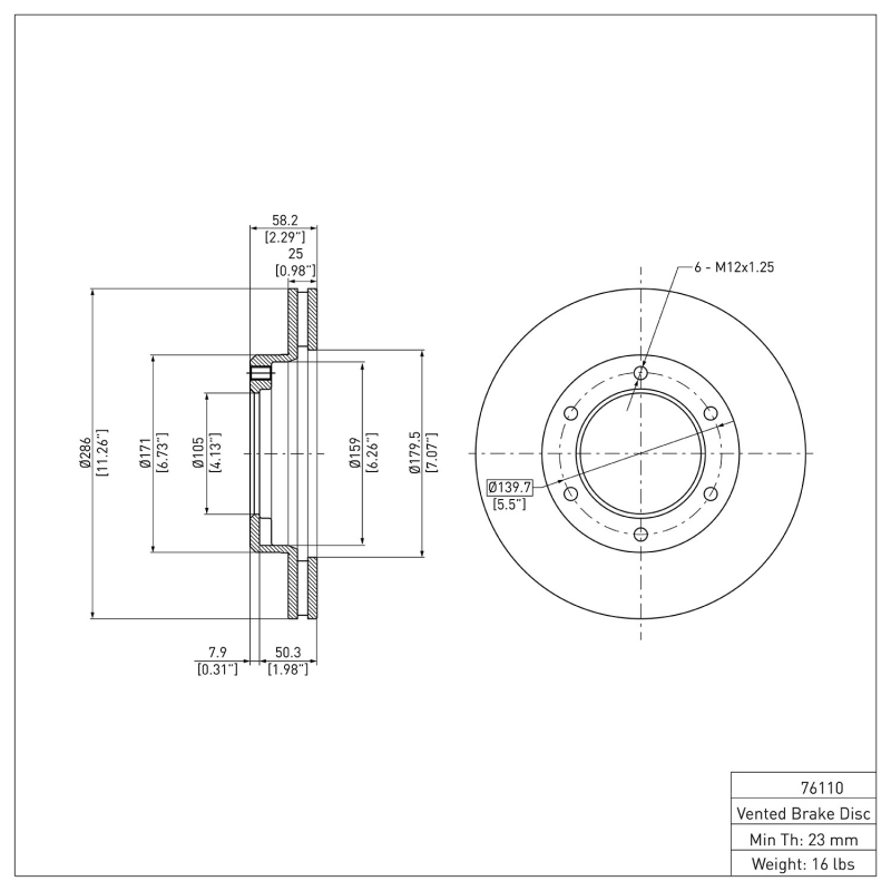 Picture of DFC 90-92 Toyota Land Cruiser Front Brake Rotor