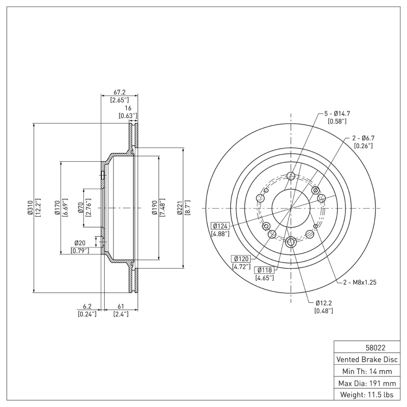 Picture of DFC 05-12 Acura RL Rear GeoSPEC Coated Rotor