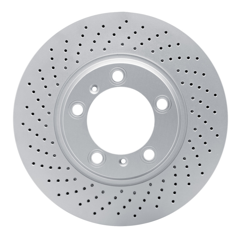 Picture of DFC 99-23 Porsche 718 Cayman Left Front Drilled Hi-Carbon Alloy Geomet Coated Rotor