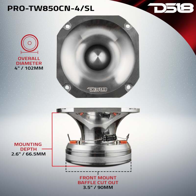 Picture of DS18 4in Super Bullet Tweeter Neodymium 250 Watts RMS 1.5in PEI Vc 4 ohm Silver