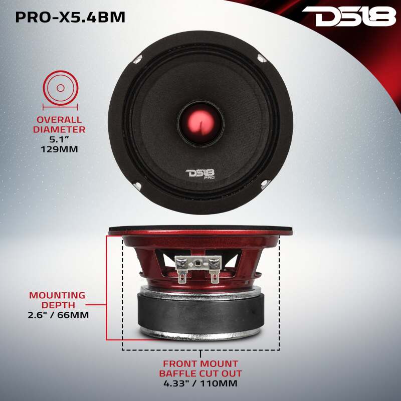 Picture of DS18 5.25in 150 Watts RMS 4 ohm Mid-Range Loudspeaker Bullet Loudspeaker