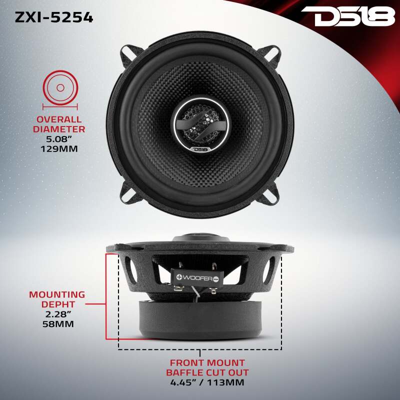 Picture of DS18 5.25in 60Watts RMS 4 ohm 2-Way Coaxial Speaker w/ Kevlar Cones