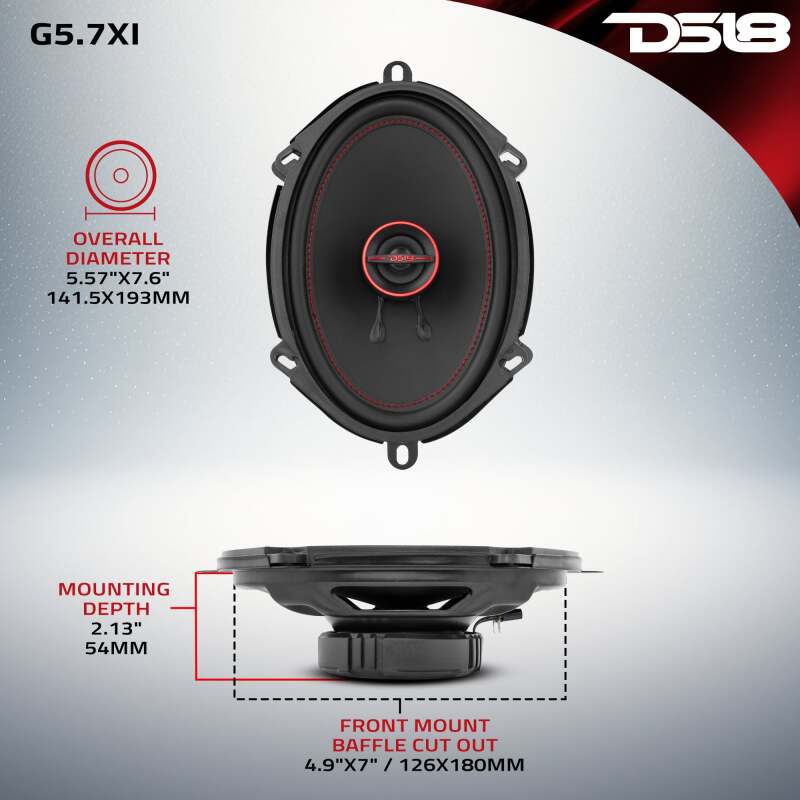 Picture of DS18 5x7in 50 Watts RMS 4 ohm 2-Way Coaxial Speaker System Universal Fit