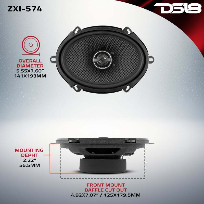 Picture of DS18 5x7in 70 Watts RMS 4 ohm 2-Way Coaxial Speaker w/ Kevlar Cones