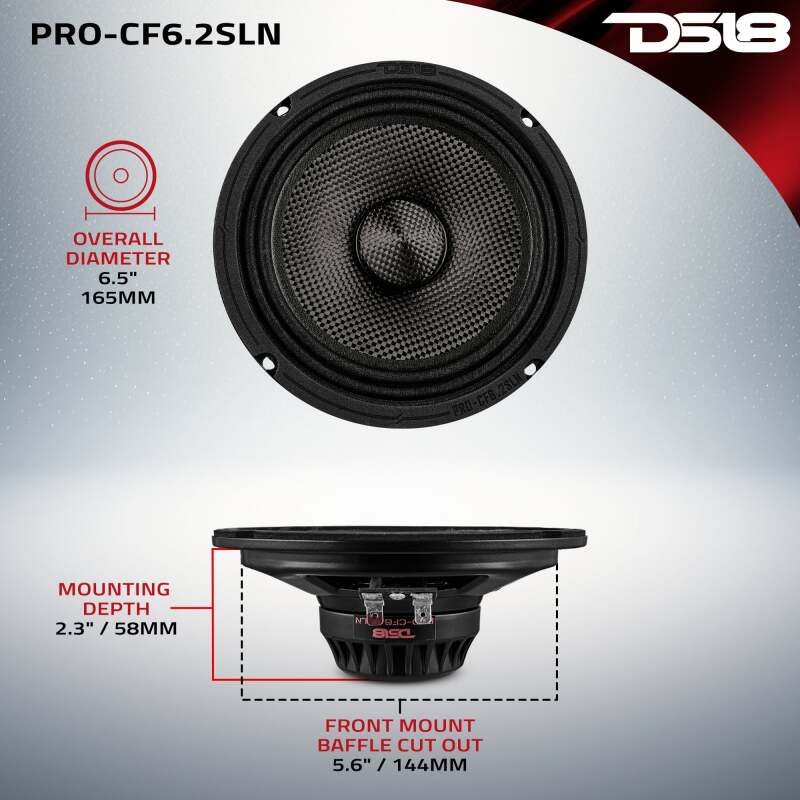 Picture of DS18 6.5in 150 Watts RMS 2 ohm Mid-Range Loudspeaker Neodymium Shallow
