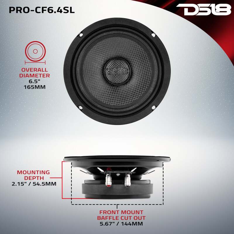 Picture of DS18 6.5in 250 Watts RMS 4 ohm Mid-Bass Loudspeaker Shallow
