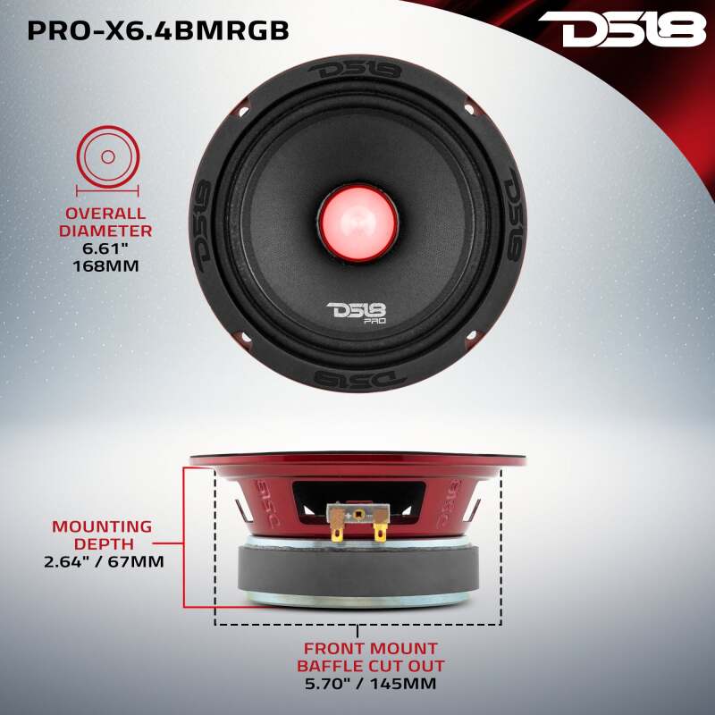Picture of DS18 6.5in 250 Watts RMS 4 ohm Mid-Range Loudspeaker RGB Bullet Loudspeaker