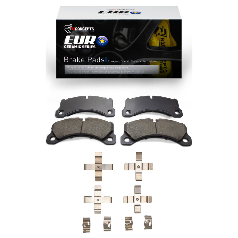 Picture of R1 2011-2023 Porsche Panamera Front R1 Euro Ceramic Pads & Hardware Kit