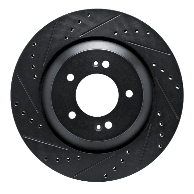 Picture of R1 2019-2025 Hyundai Elantra N Rear Left Drilled & Slotted Black Brake Rotor