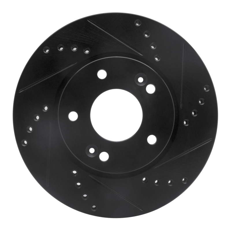 Picture of R1 2011-2025 Hyundai Elantra GT Front Right Drilled & Slotted Black Brake Rotor