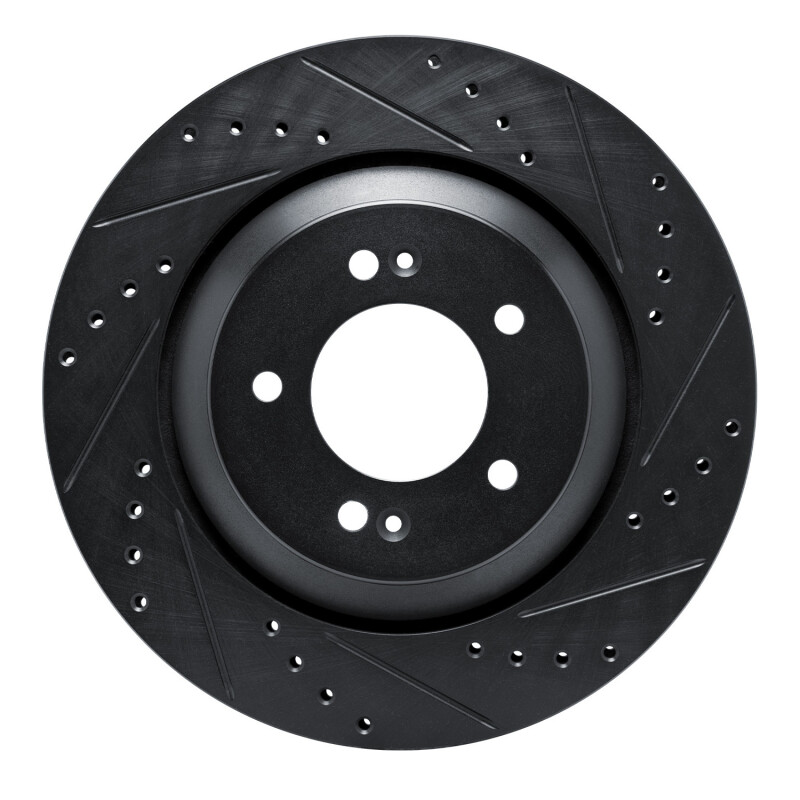 Picture of R1 2019-2025 Hyundai Kona N Rear Right Drilled & Slotted Black Brake Rotor