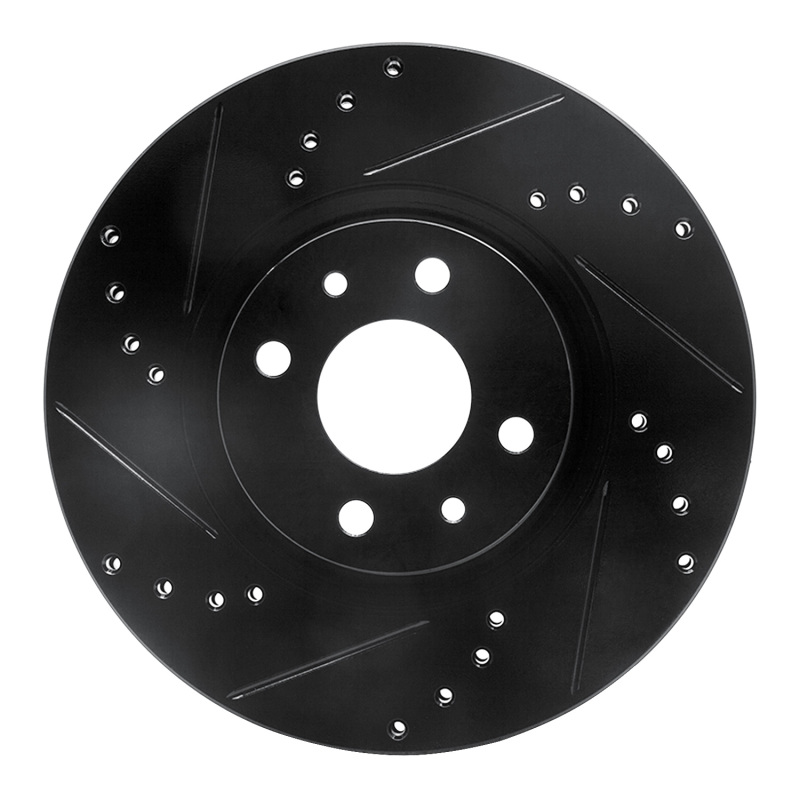 Picture of R1 2012-2019 Fiat 500E Front Left Drilled & Slotted Black Brake Rotor