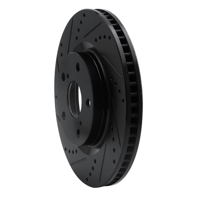 Picture of R1 2021-2025 Hyundai Ioniq 6 Front Left Drilled & Slotted Black Brake Rotor
