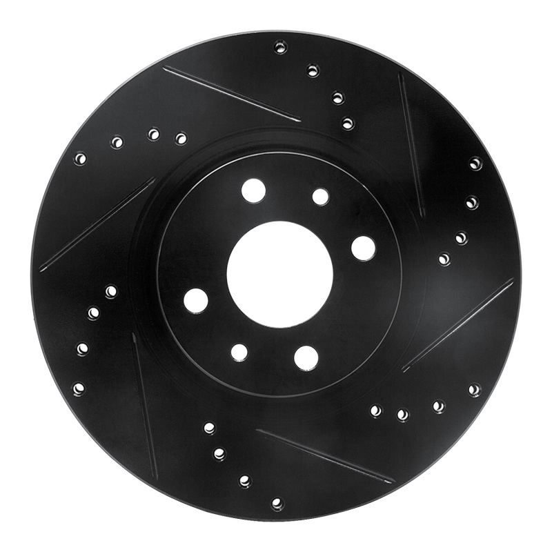 Picture of R1 2012-2019 Fiat 500E Front Right Drilled & Slotted Black Brake Rotor