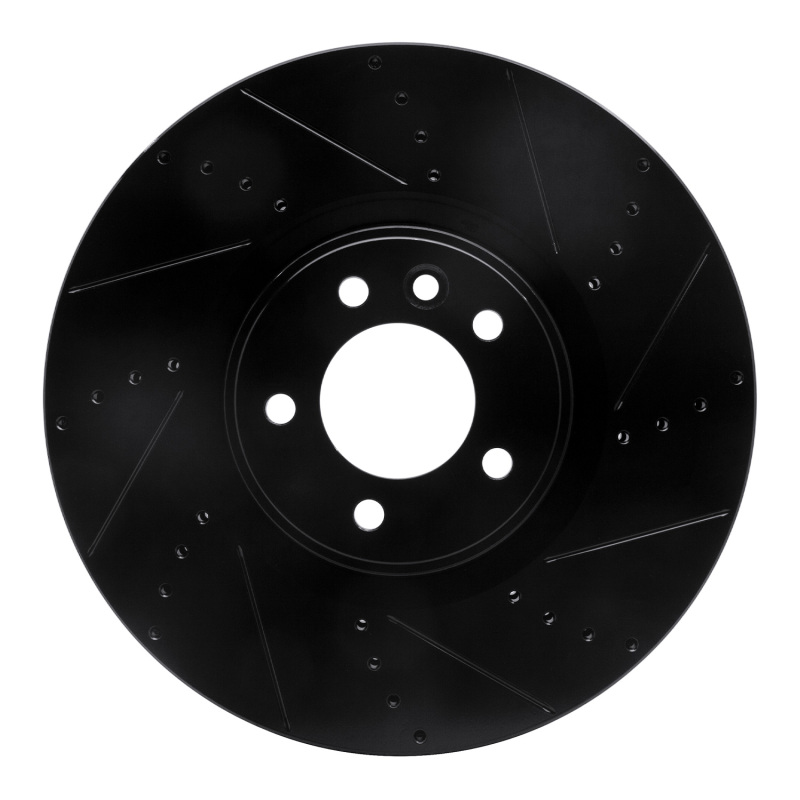 Picture of R1 2010-2017 Land Rover Range Rover Sport Front Right Drilled & Slotted Black Brake Rotor