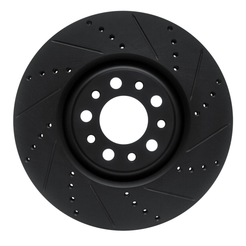 Picture of R1 2017-2025 Alfa Romeo Stelvio Front Right Drilled & Slotted Black Brake Rotor