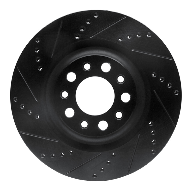 Picture of R1 2017-2025 Alfa Romeo Stelvio Rear Left Drilled & Slotted Black Brake Rotor