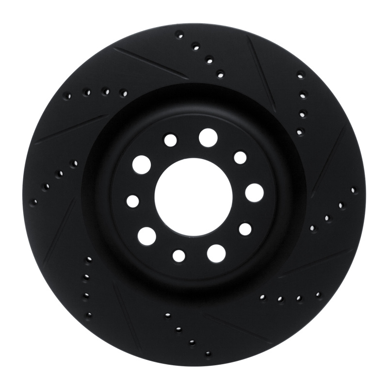Picture of R1 2017-2025 Alfa Romeo Stelvio Rear Right Drilled & Slotted Black Brake Rotor