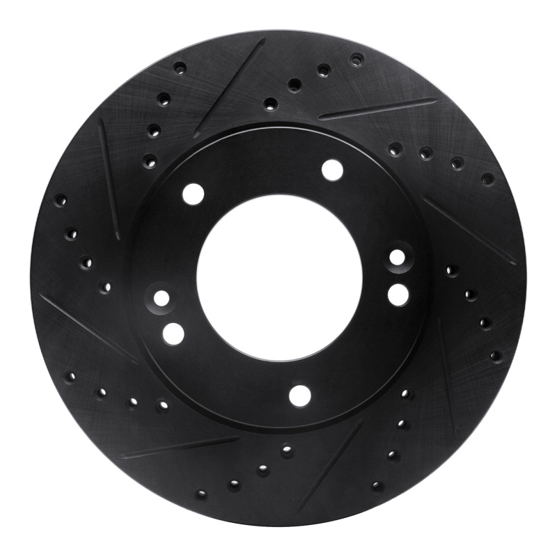 Picture of R1 2007-2009 Kia Sorento Front Left Drilled & Slotted Black Brake Rotor