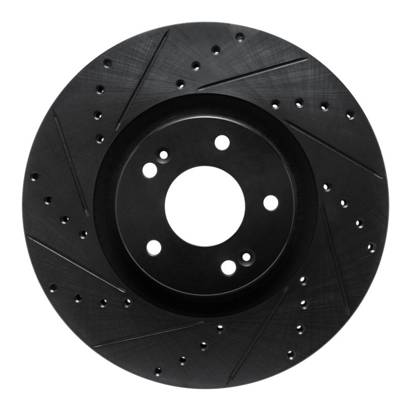 Picture of R1 2021-2025 Hyundai Santa Fe Front Left Drilled & Slotted Black Brake Rotor