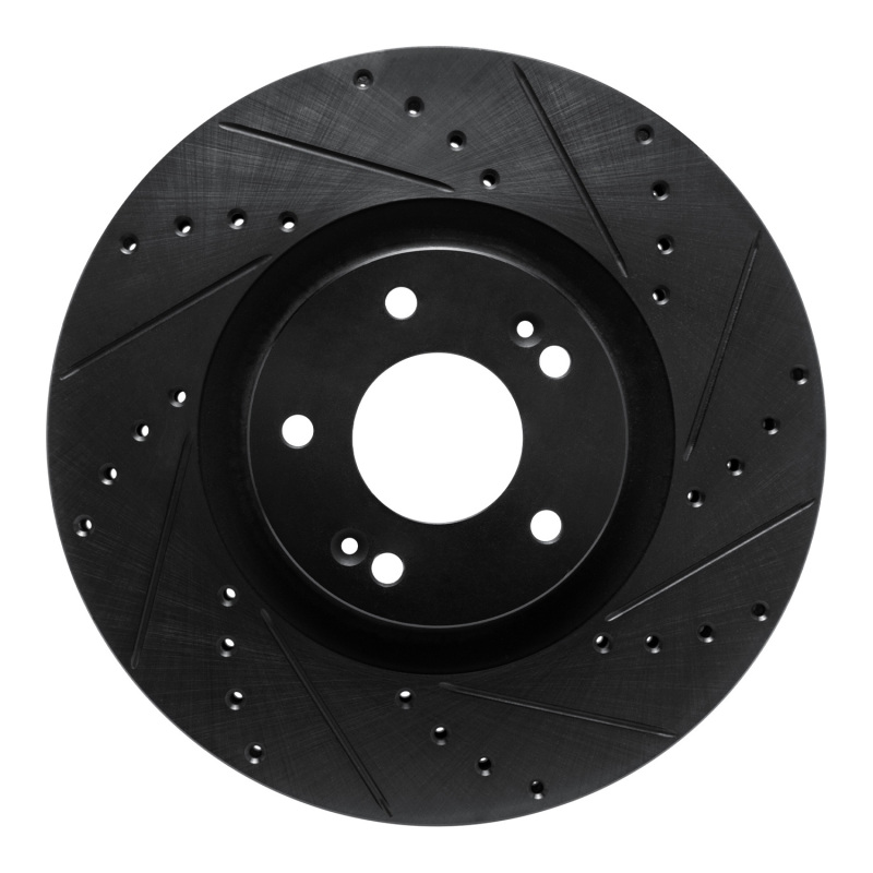 Picture of R1 2021-2025 Hyundai Santa Cruz Front Right Drilled & Slotted Black Brake Rotor