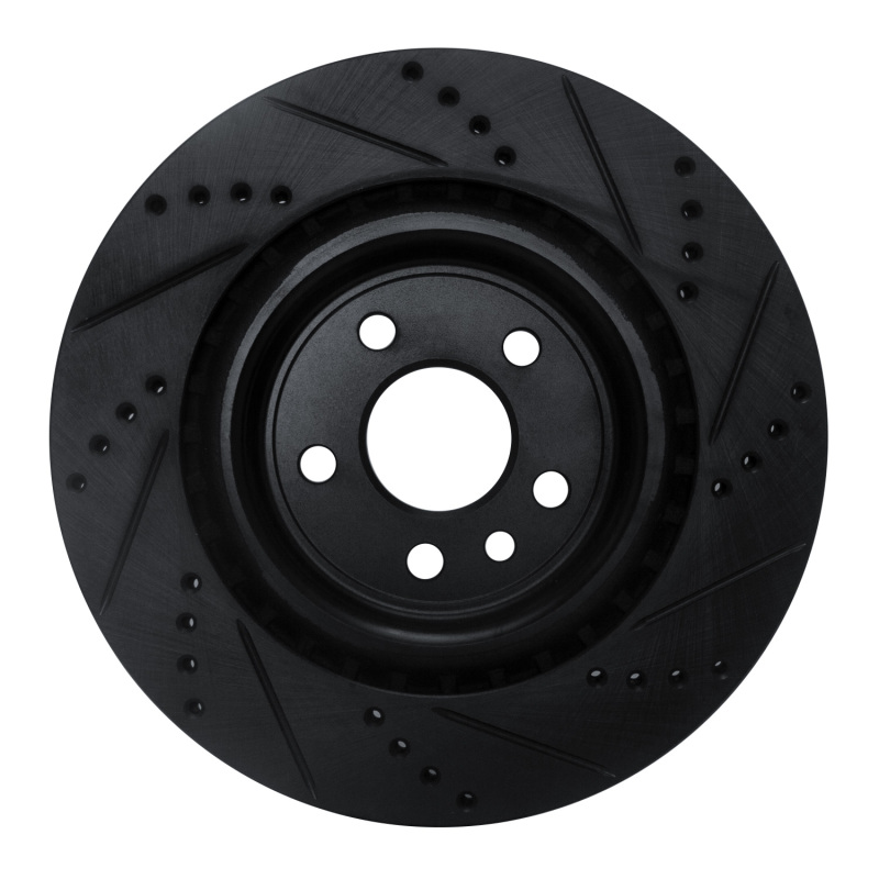 Picture of R1 2017-2020 Jaguar I-Pace Rear Left Drilled & Slotted Black Brake Rotor