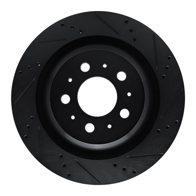 Picture of R1 2017-2025 Tesla Model 3 Rear Right Drilled & Slotted Black Brake Rotor