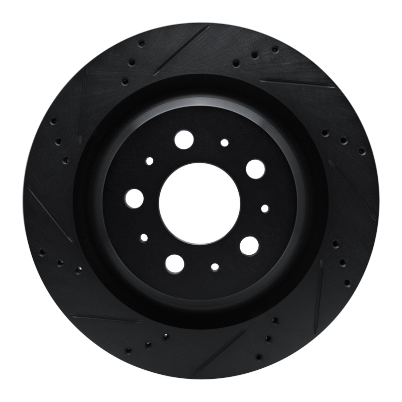 Picture of R1 2017-2025 Tesla Model 3 Rear Left Drilled & Slotted Black Brake Rotor