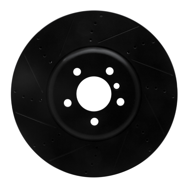 Picture of R1 2009-2017 BMW 550I GT xDrive Left Front Drilled & Slotted Black Brake Rotor