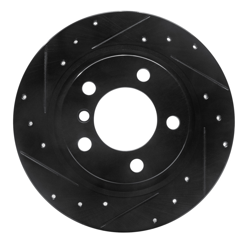 Picture of R1 2013-2016 Mini Cooper Paceman Rear Left Drilled & Slotted Black Brake Rotor