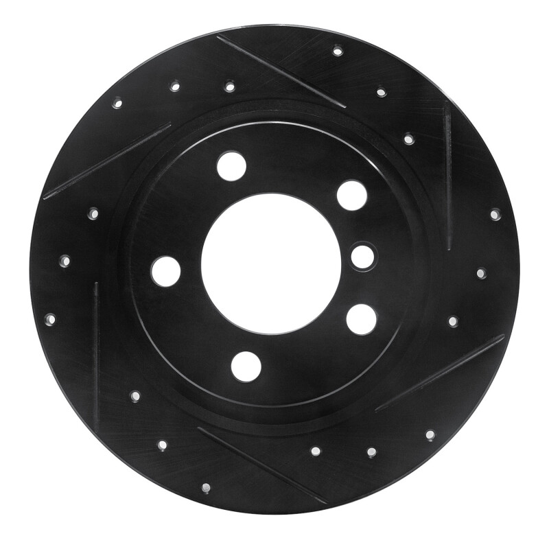Picture of R1 2013-2016 Mini Cooper Countryman Rear Right Drilled & Slotted Black Brake Rotor