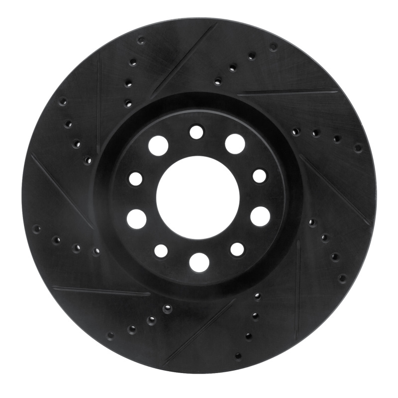 Picture of R1 2013-2023 Chrysler 200 Front Left Drilled & Slotted Black Brake Rotor