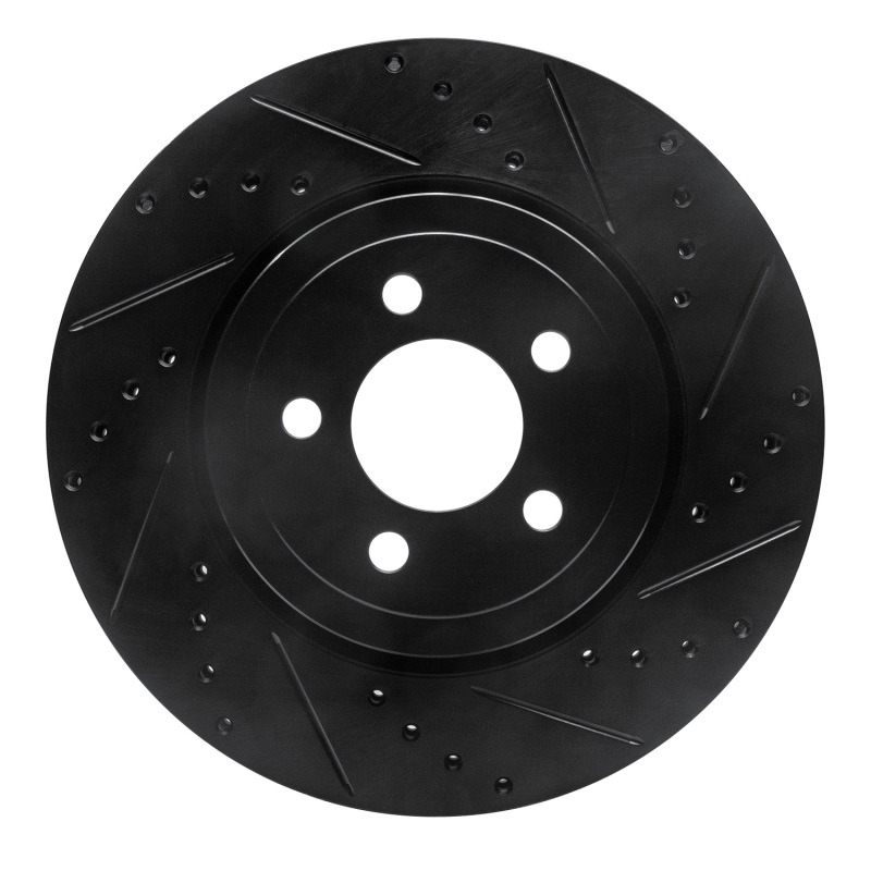Picture of R1 09-23 Dodge Challenger Front Right Drilled & Slotted Black Brake Rotor