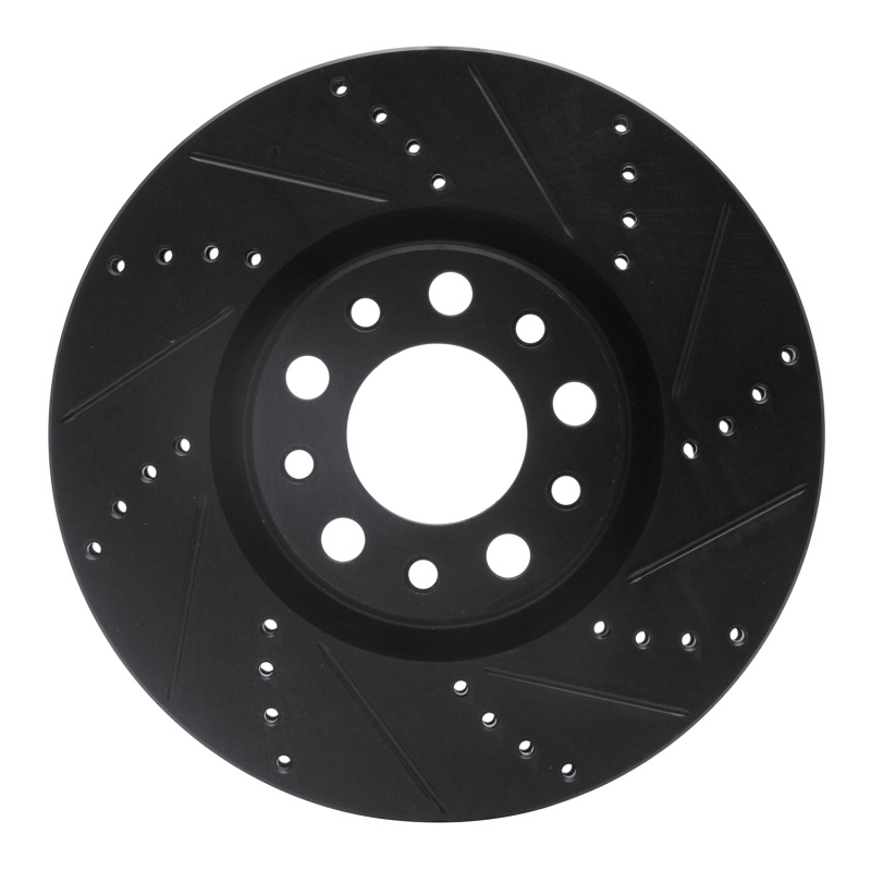 Picture of R1 2013-2023 Chrysler 200 Front Right Drilled & Slotted Black Brake Rotor