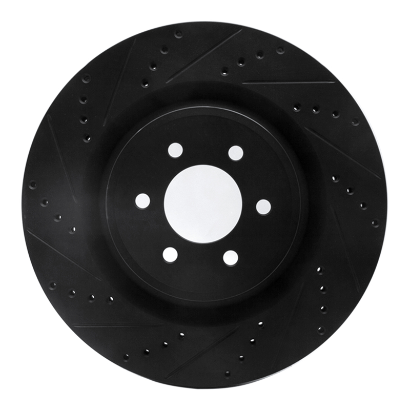 Picture of R1 2003-2017 Dodge Viper Front Left Drilled & Slotted Black Brake Rotor