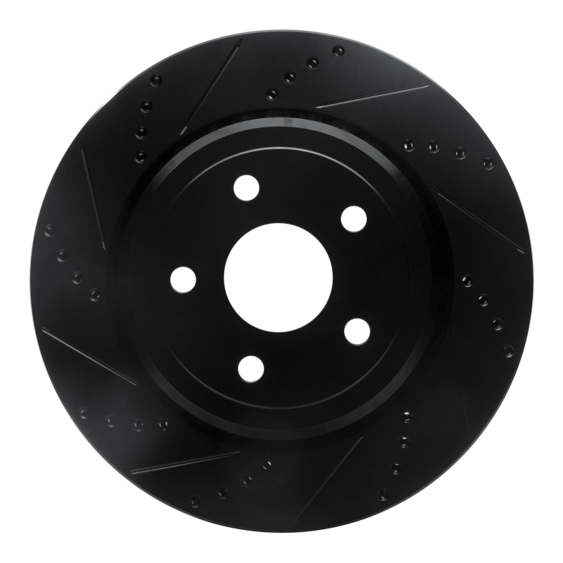 Picture of R1 2012-2025 Dodge Durango Rear Left Drilled & Slotted Black Brake Rotor