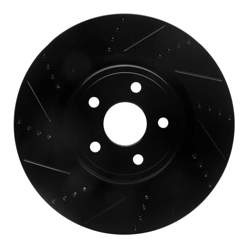 Picture of R1 2012-2025 Dodge Durango Front Left Drilled & Slotted Black Brake Rotor