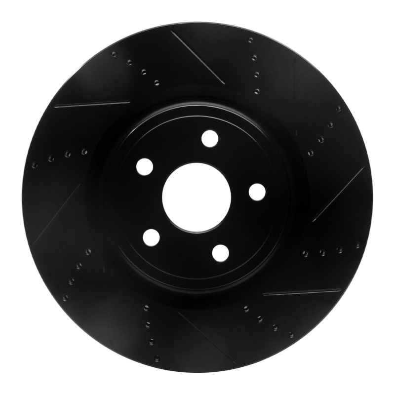Picture of R1 2012-2025 Dodge Durango Front Right Drilled & Slotted Black Brake Rotor