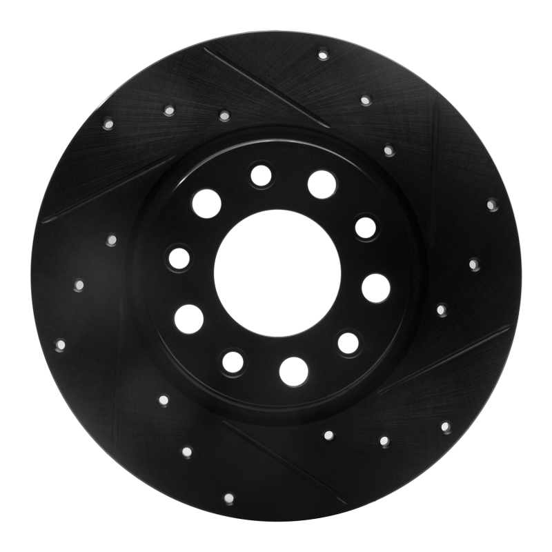 Picture of R1 2014-2022 Chrysler 200 Rear Right Drilled & Slotted Black Brake Rotor