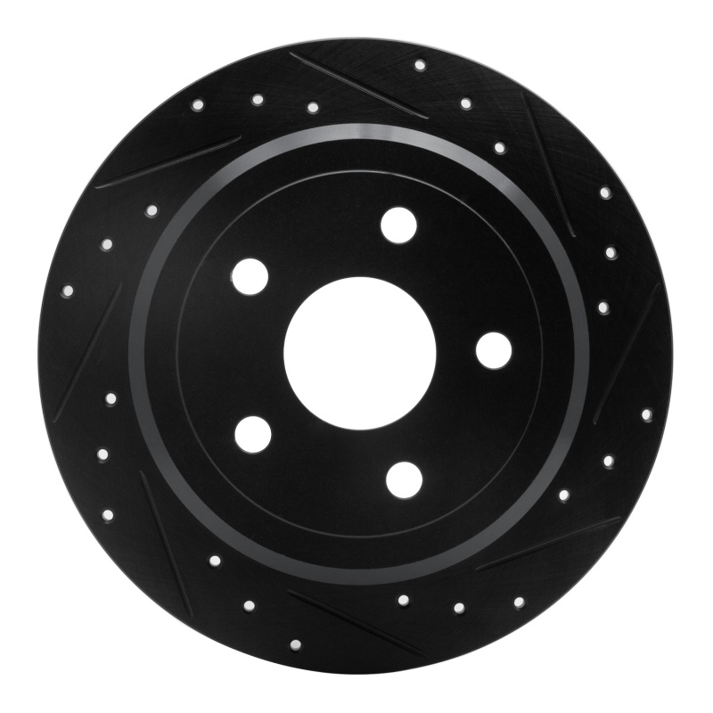 Picture of R1 2007-2018 Jeep Wrangler Rear Right Drilled & Slotted Black Brake Rotor