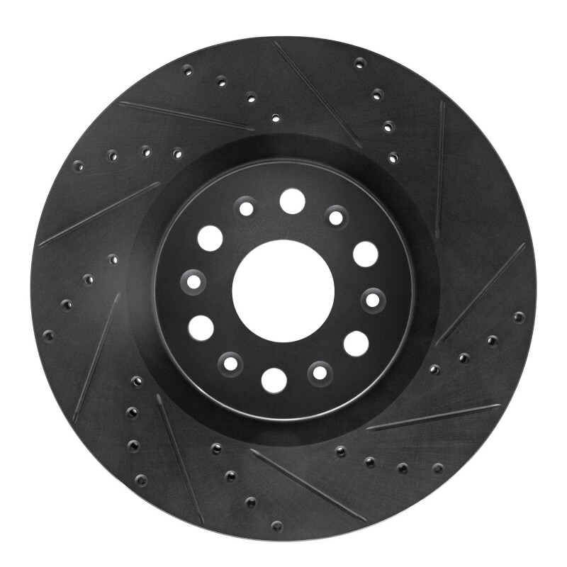 Picture of R1 2017-2025 Buick Enclave Front Right Drilled & Slotted Black Brake Rotor