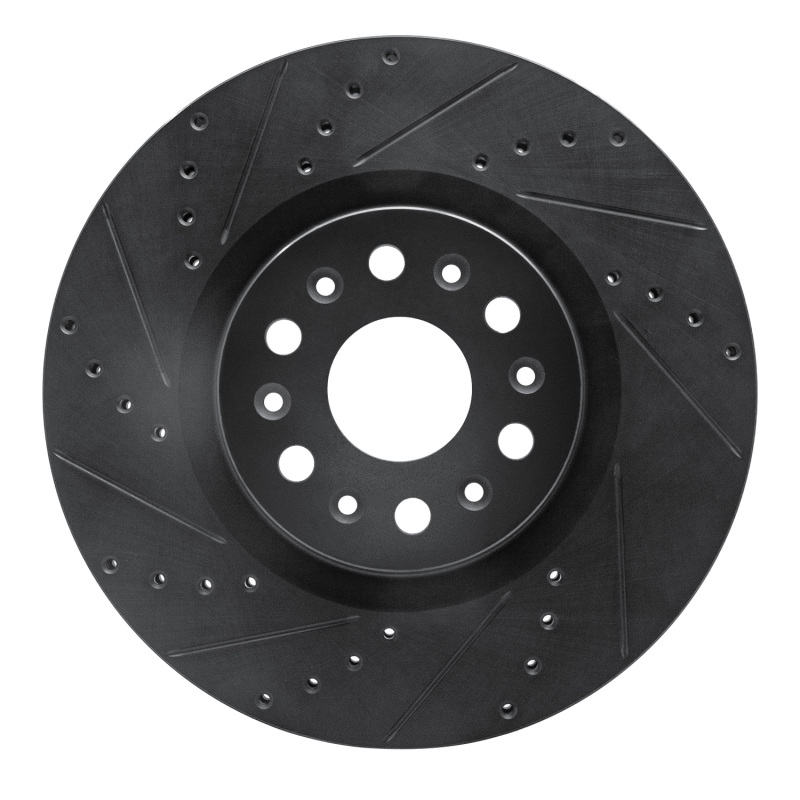 Picture of R1 2017-2025 Buick Enclave Front Left Drilled & Slotted Black Brake Rotor