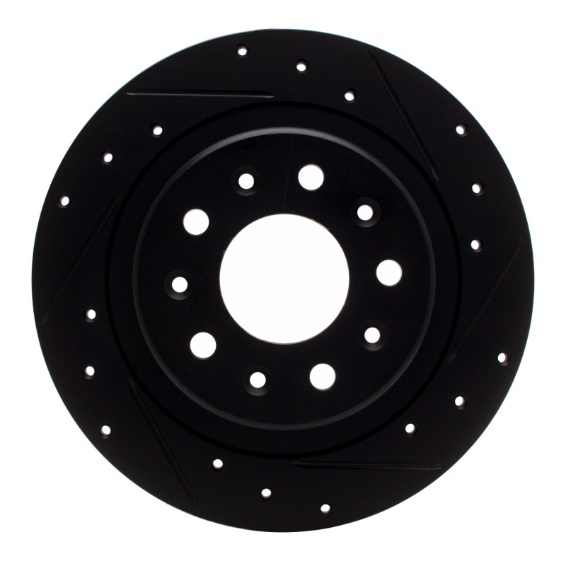 Picture of R1 2016-2025 Buick LaCrosse Rear Right Drilled & Slotted Black Brake Rotor