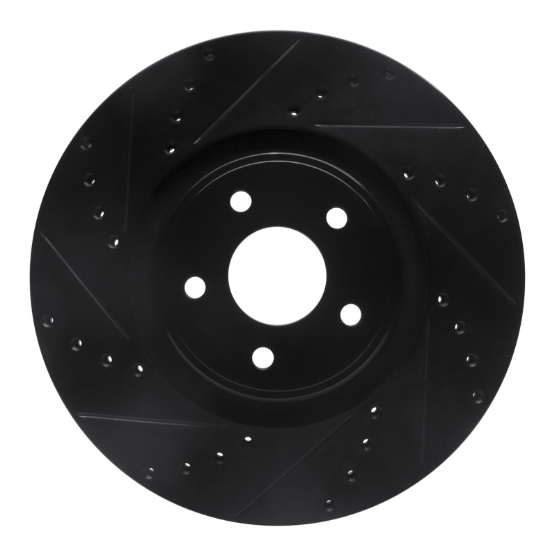 Picture of R1 14-18 Ford Focus ST Front Left Drilled & Slotted Black Brake Rotor