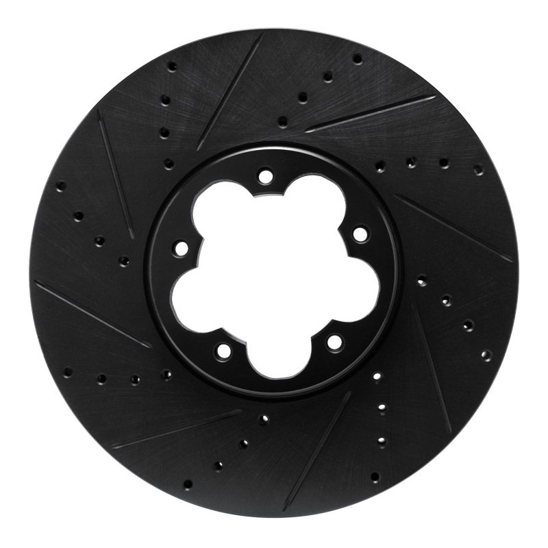 Picture of R1 2020-2025 Ford Transit-350/SRW Front Left Drilled & Slotted Black Brake Rotor