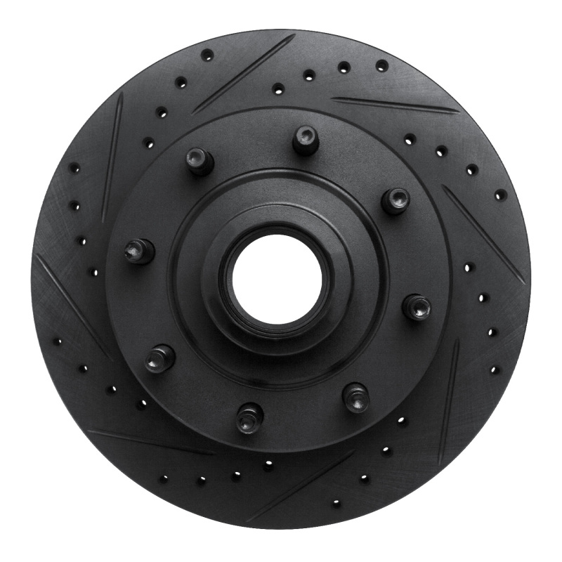 Picture of R1 1986-1994 Ford F-250 2WD (Excl Super Duty) Front Left Drilled & Slotted Black Brake Rotor