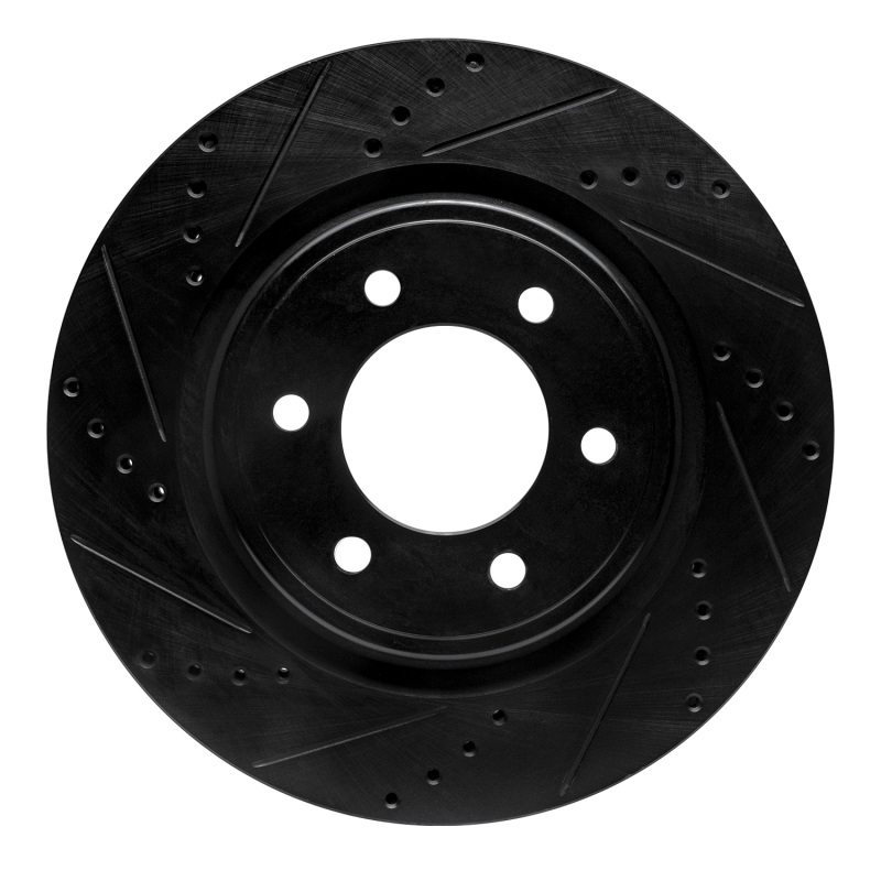 Picture of R1 2021-2025 Ford Bronco Front Left Drilled & Slotted Black Brake Rotor