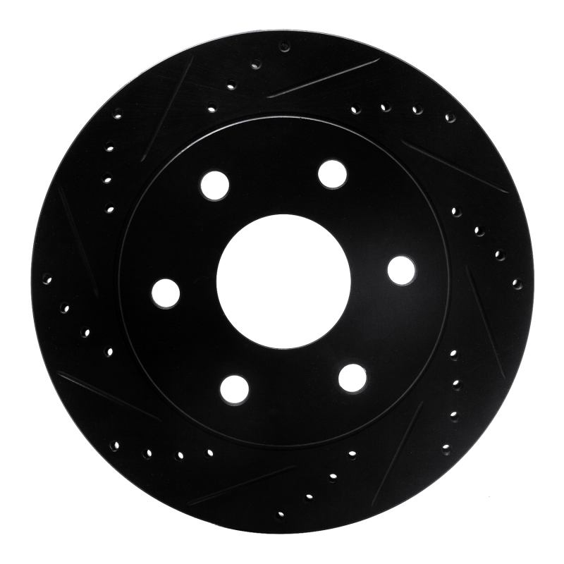Picture of R1 2021-2025 Ford F-150 4WD Rear Left Drilled & Slotted Black Brake Rotor